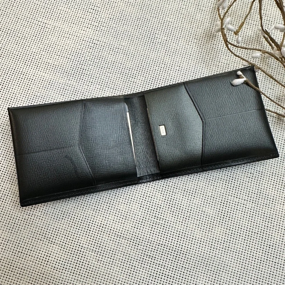 Rolfs Vintage Bi- Fold Black Textured Cowhide Leather Wallet Bills Card Mens NEW